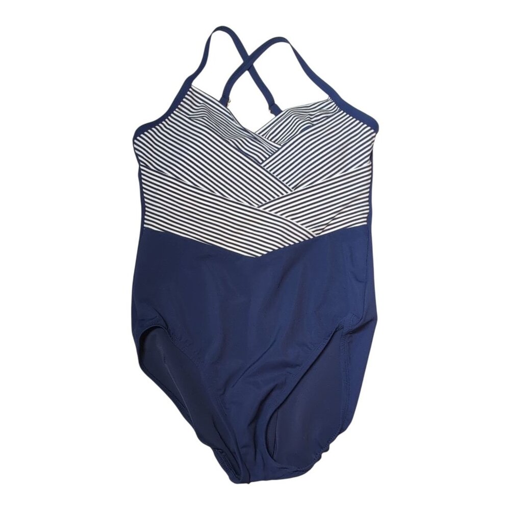 Lands End SlenderSuit Pleated NWOT Womens Size 10 Low Leg One Piece Swimsuit